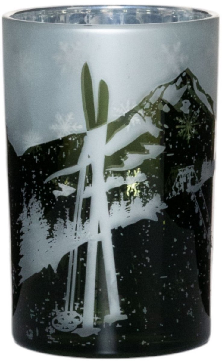 Theelichthouder skigroen groot 18cm