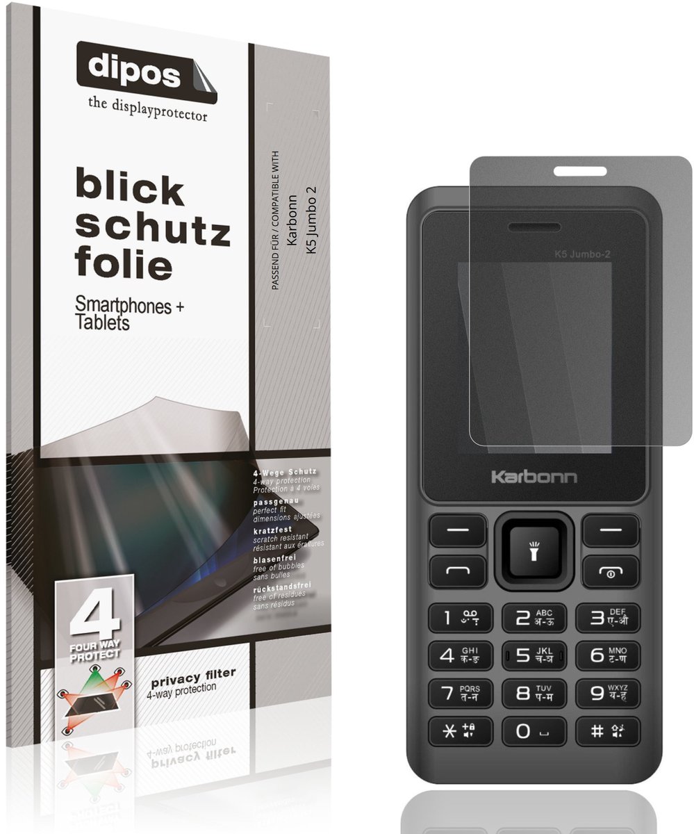 dipos – Matte Privacy Screenprotector geschikt voor Karbonn K5 Jumbo 2 | Anti-Spy Beschermfolie