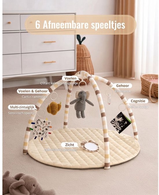 JCP® Slaapmat - Babyspeelmat - Speelboog - Beige - 42cm x 32cm x 12cm van Jcp — afbeelding 5