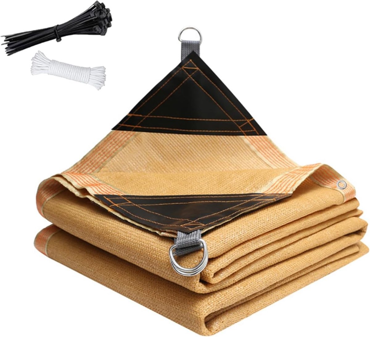 KZQ Beige Schaduwdoek 90% Zonwering Met Oogjes – Ademend Hdpe 2x7m Voor Terras Balkon Kas En Kippenhok