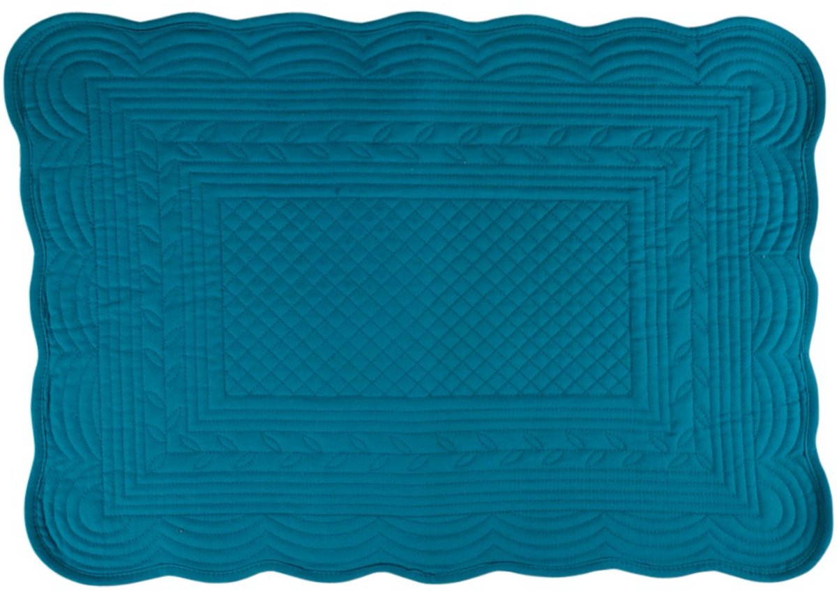 Quilted Elegance Placemat teal blauw 33x48cm