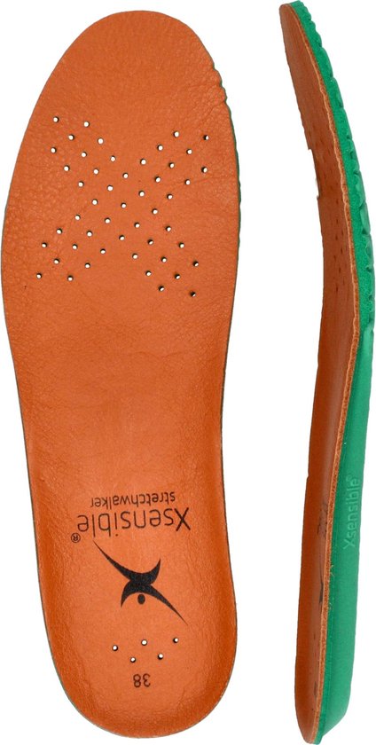 Oranje Xsensible binnenzool met perforaties, met groene zijkant.