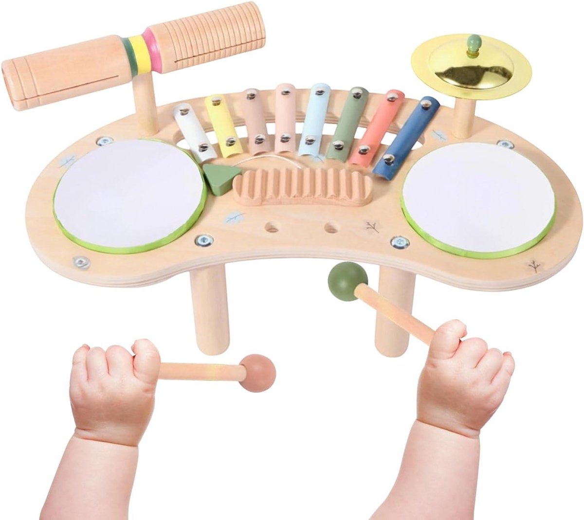 Kinderen Drumstel - Muziekinstrumenten Set - Muzikaal Spelen - 7-in-1 Ontwerp - 39 cm Lengte - Multicolor