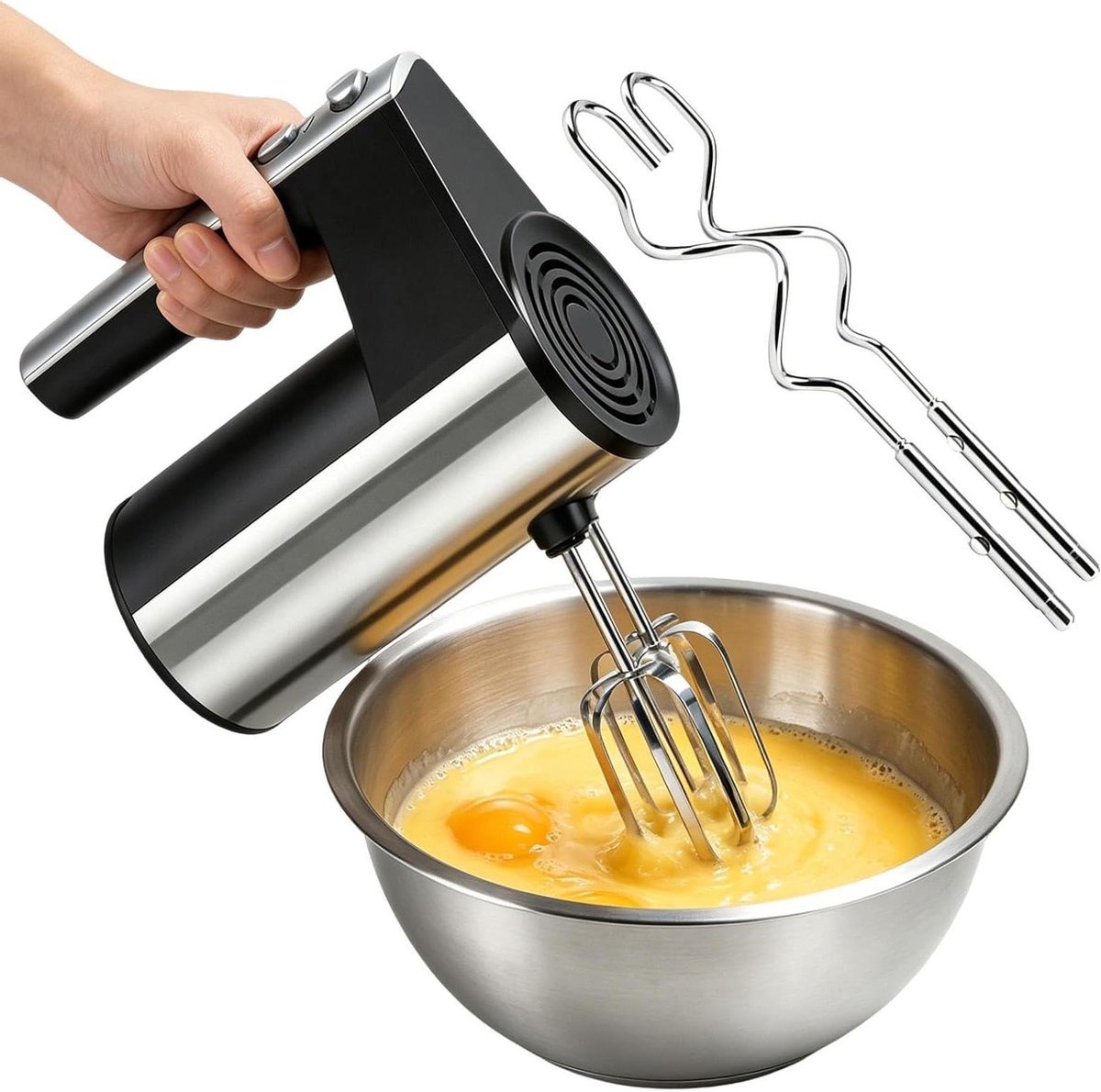 Elektrische Handmixer - Keukenhulp - Beslag Maken - 5 Snelheden - 9.5 x 17.5 x 9.5 cm - Wit