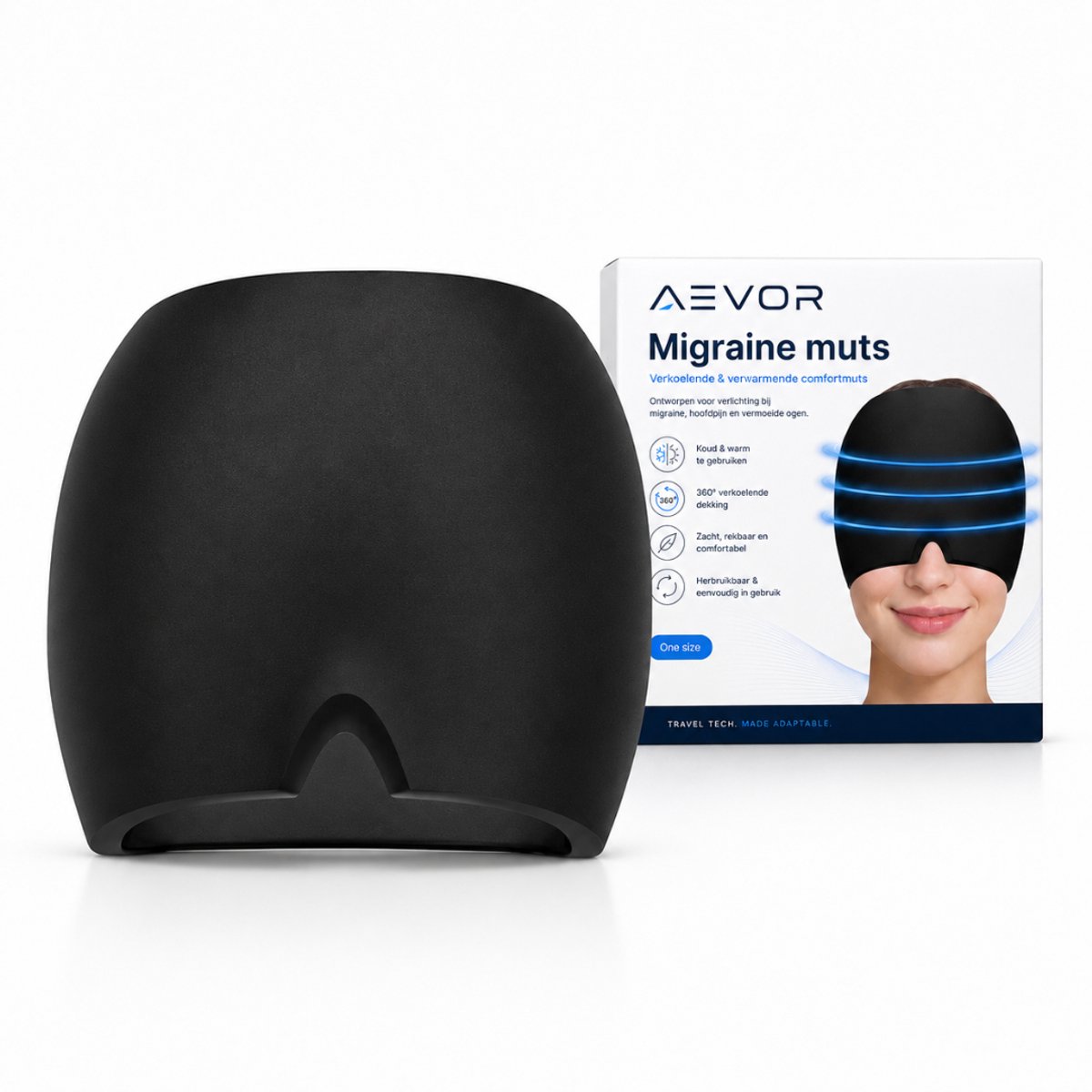 AEVOR® Migraine Masker - Migraine Muts - Hoofdpijn masker - Warmte & Koude Therapie - Hot Cold Pack - Extra Dik 600 gram