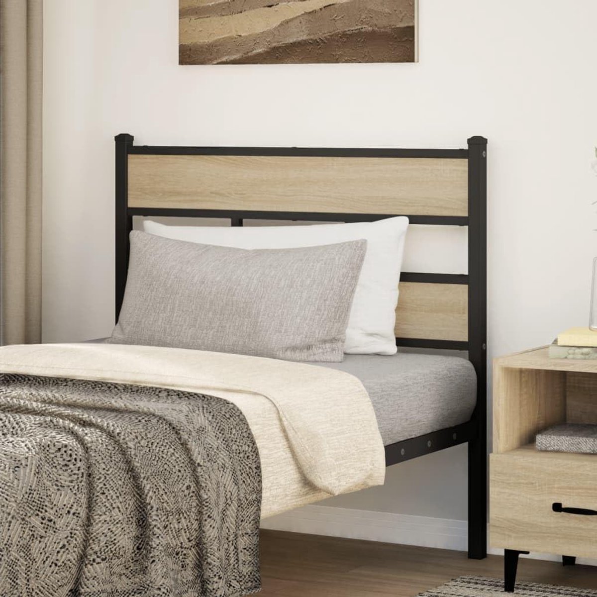 Hoofdbord Bed - Hoofdeinde Meubel - Bed Compleet Maken - Elegant Design - 90 cm - Sonoma-eiken Zwart