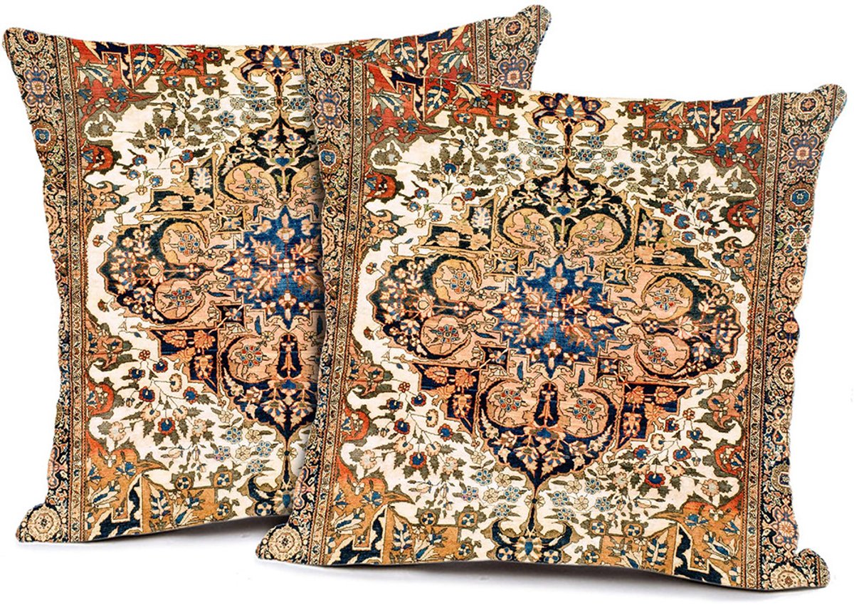 KZQ Kussenslopen - Set van 2 vierkante decoratieve kussenslopen in Boheemse stijl, zacht en duurzaam - Geschikt voor banken, woonkamers en slaapkamers - 50x57 cm - Patroon