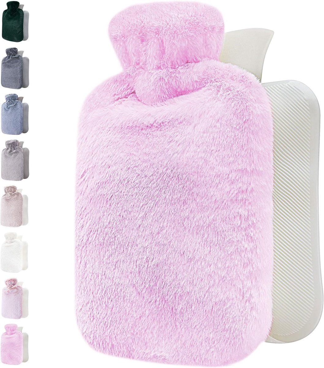 Warmwaterkruik - met zachte premium fleecehoes - Candy Pink, 2L - Verwarmingskussen voor menstruatiekrampen en menstruatiecomfort - Warm en koud kompres