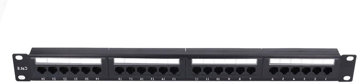 Patch Panel - Netwerkpaneel Ethernet Paneel - Netwerk Organiseren - 24 Poorten CAT6 - 1U 19 inch - Zwart
