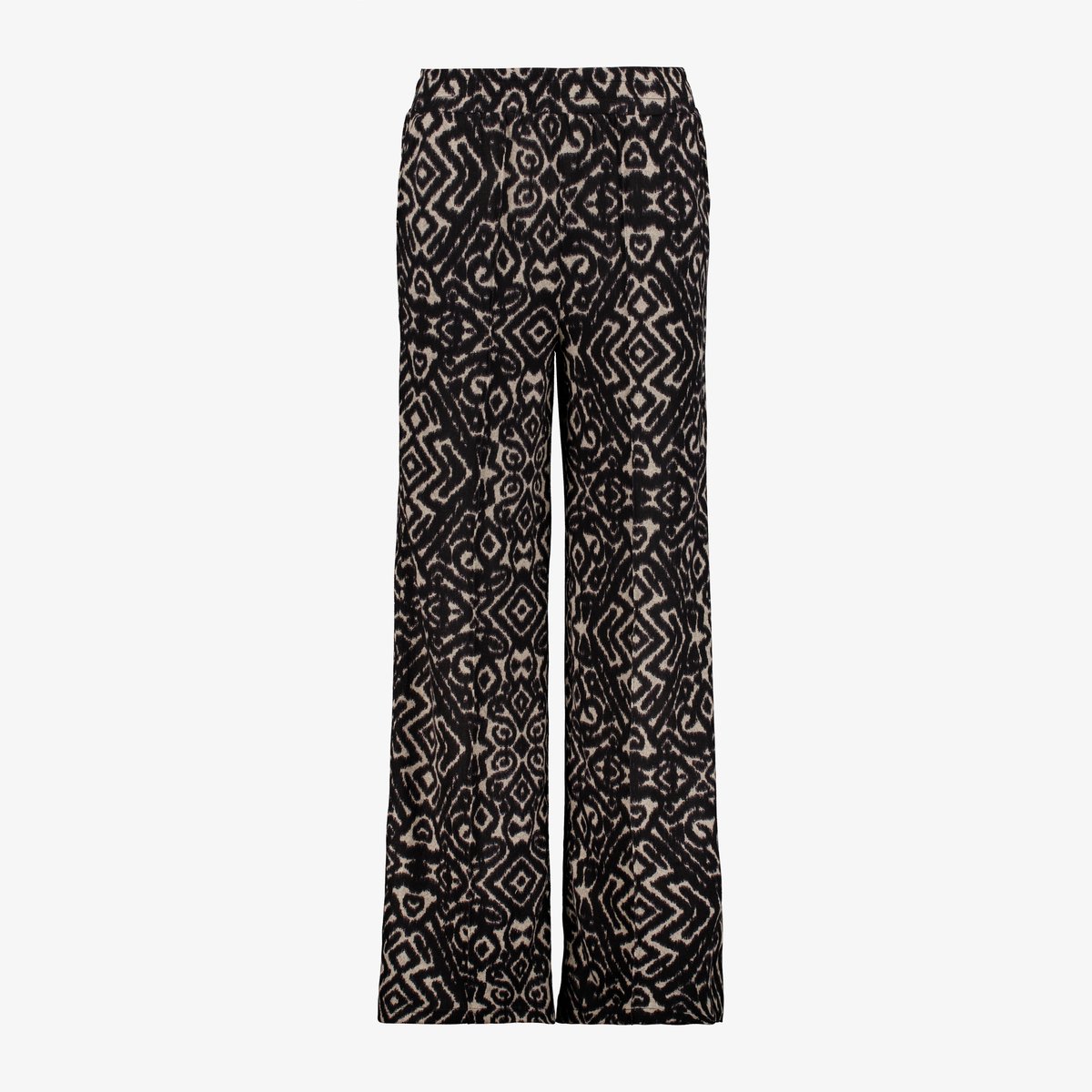 TwoDay dames wide leg broek met print zwart beige - Maat 3XL