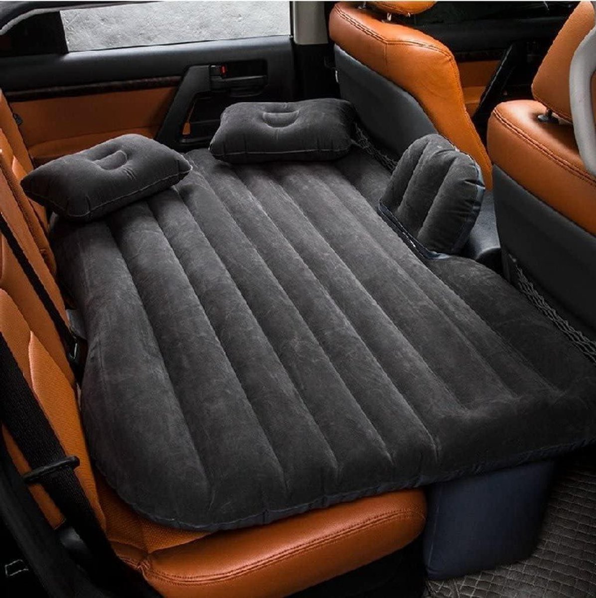 Opblaasbaar Auto Bed - Luchtmatras Camper - Comfortabel Reizen - Waterdicht Materiaal - 130 cm Lengte - Zwart
