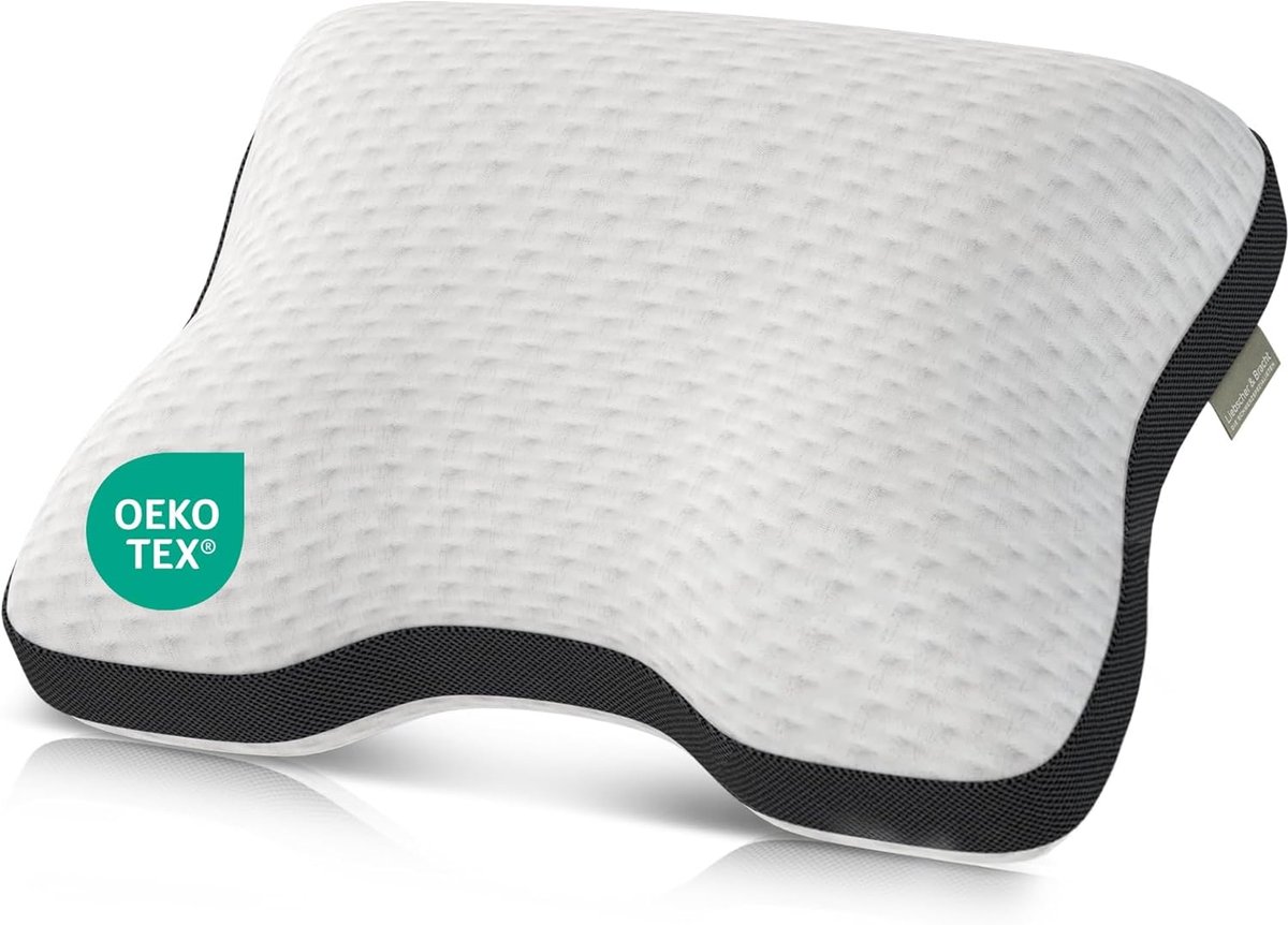SnelShoppen - Ergonomisch Neksteun Kussen, Orthopedisch Neksteunkussen 40 x 55 cm, Hoogte Verstelbaar, Ademend en Wasbaar, Medium Stevig en Stevig, Vo