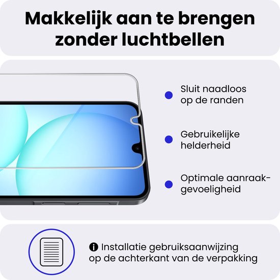 Screenprotector die gemakkelijk zonder luchtbellen wordt aangebracht, sluit naadloos op de randen.