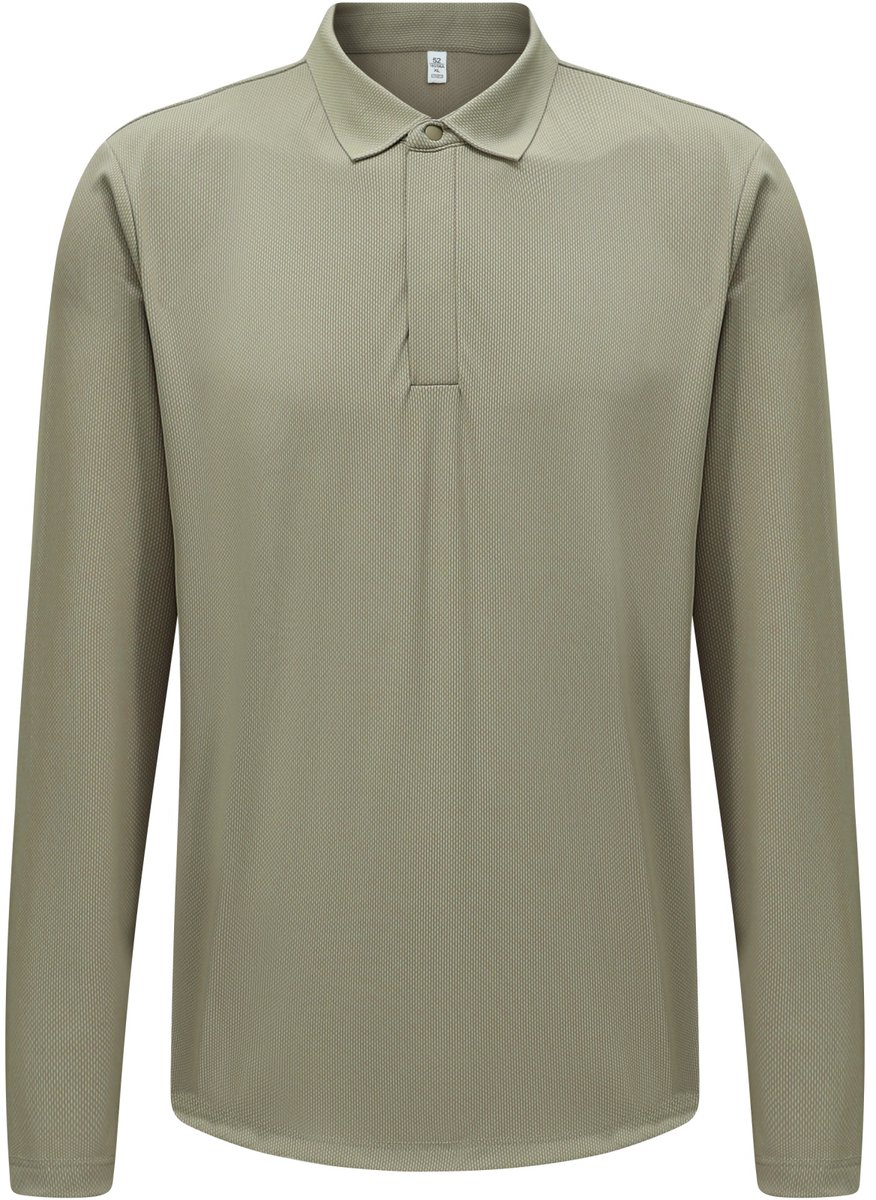 ALLTHEMEN Heren Casual 3D Een Knoop Lange Mouw Polo - M