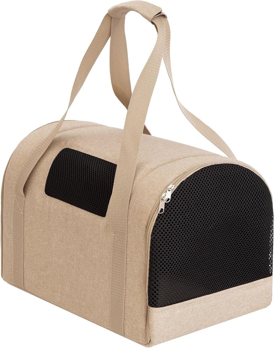 Honden Transportbox - Reismand Kat - Veilig Vervoer - Opvouwbaar Ontwerp - 31x49x31 cm - Beige
