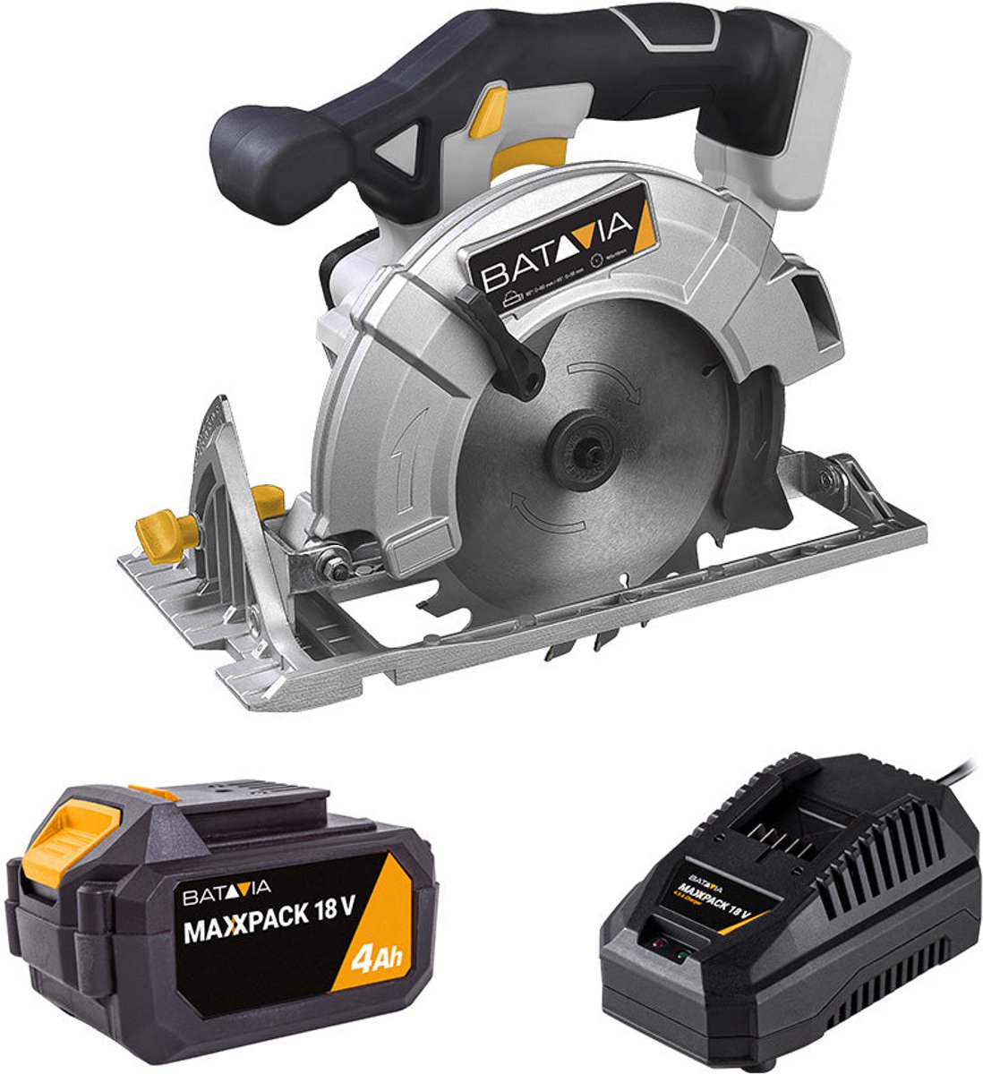 Batavia 18V Accu Cirkelzaag 165mm Incl. 4.0Ah Accu & Snellader