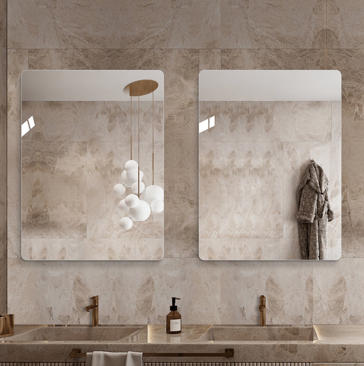 Spiegel Wandspiegel 60 x 80 cm Zonder Lijst Rechthoekig Glas Zilver Voor Badkamer Horizontaal Of Verticaal Ophangen