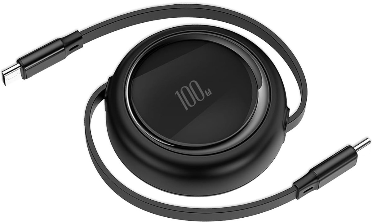 Snel Oplaadbare USB C Kabel 1 m 100W Inklapbaar Type C PD3.1 voor iPhone, Galaxy en MacBook met Gegevensoverdracht