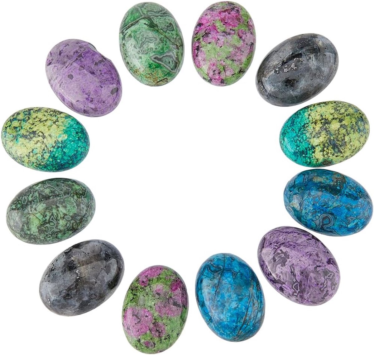 12 Stks 6 Stijlen Edelstenen Cabochons Flatback Natuurlijke Jaspis