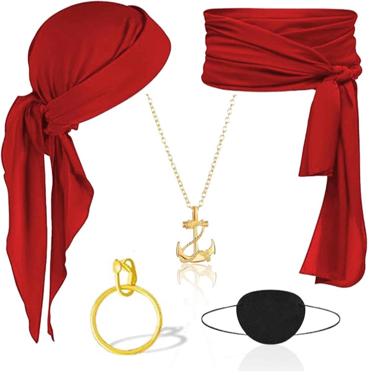 heren dames, 5 stuks kapitein piratenkostuum accessoires, accessoires