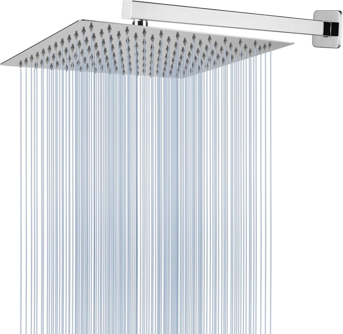 Regendouchekop met verlengarm, roestvrij stalen regendouchekop, hoge stroming, vierkante douchekop (douche 30 cm, arm 40,5 cm)