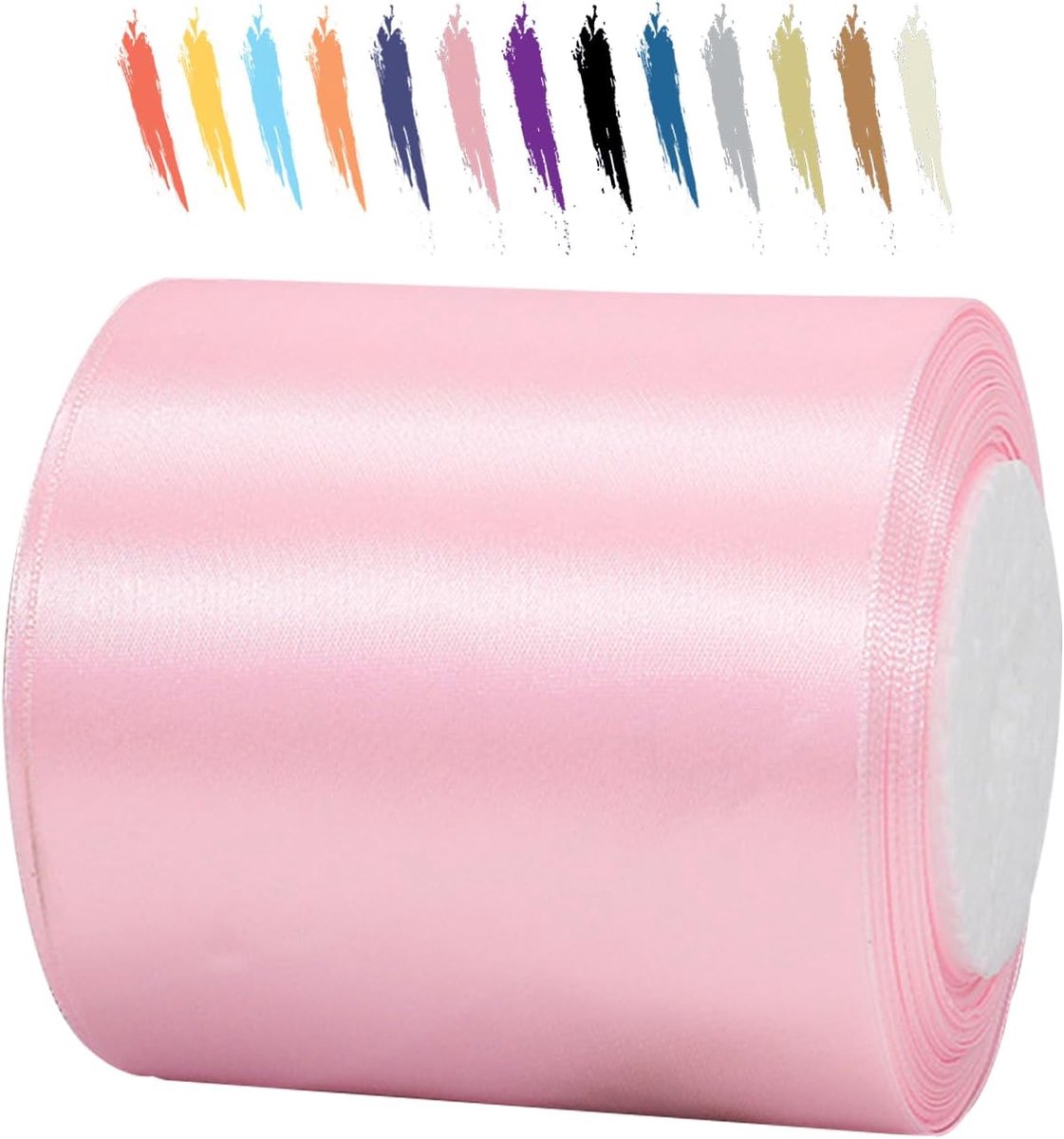 100 mm lint, 23 meter roze satijnen lint voor cadeauverpakking, groot