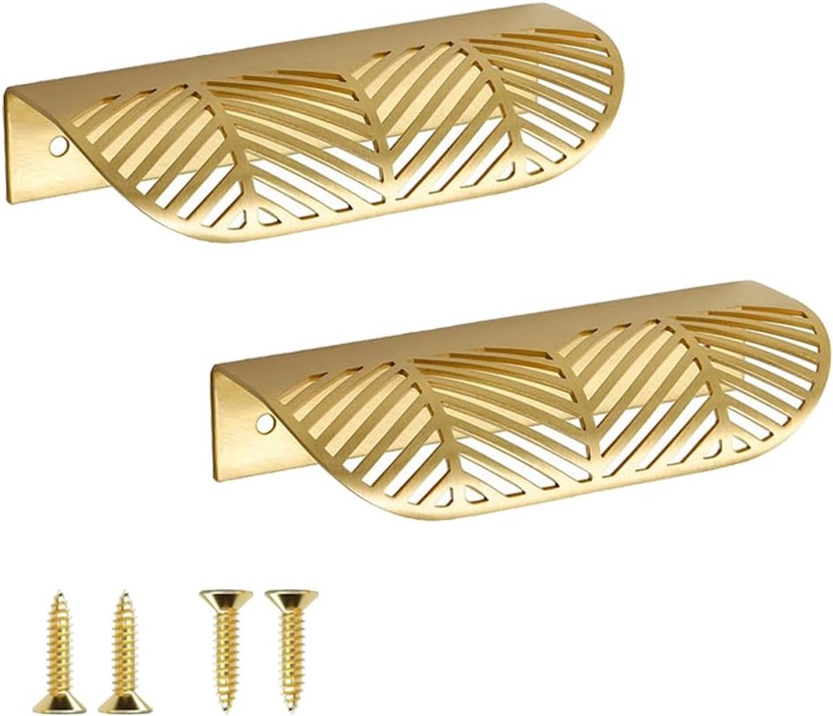 6 stuks bladvormige meubelgrepen, verborgen kastgrepen, gouden