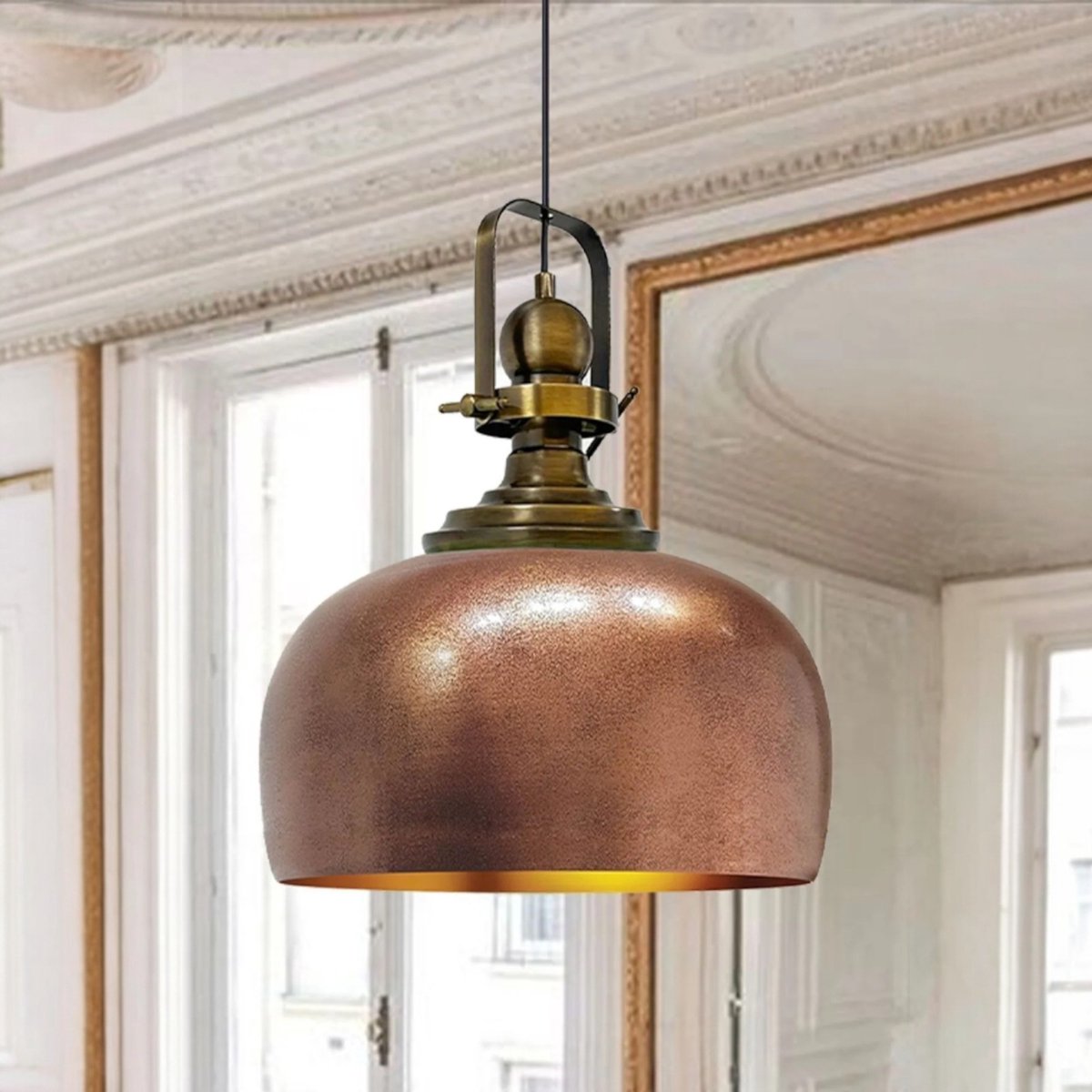 Bamyum Kreis hanglamp, industriële Modern stijl, Ø35 cm, brons metalen lamp