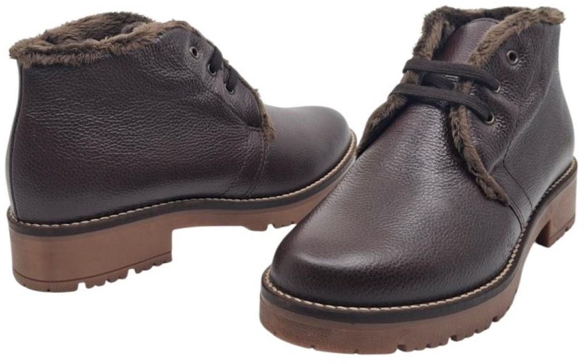 Pitillos marron safari bottine in napa leder met wol