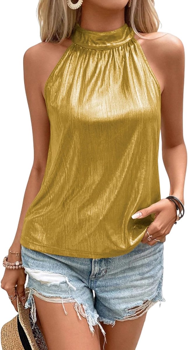Pailletten top glitter bovenstuk dames halterparty tops mouwloos Sparkle Shimmer Tank Tops Club Vest S-XXL