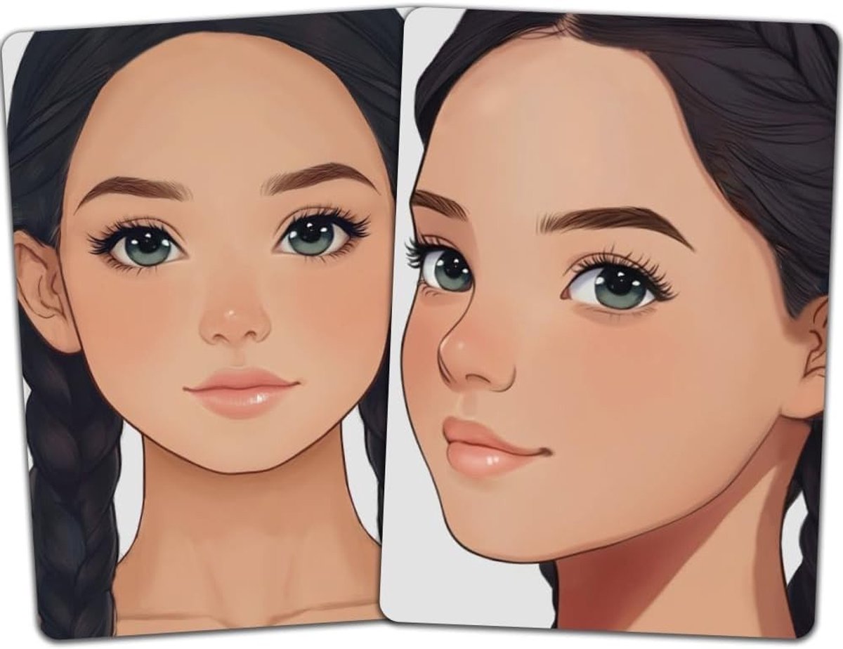 Herbruikbare Oefenborden voor Gezichtsverf - 2 Stuks voor Beginners en Vrouwen met Zwart Haar - Ideaal voor Make-up Oefeningen en Creatieve Projecten
