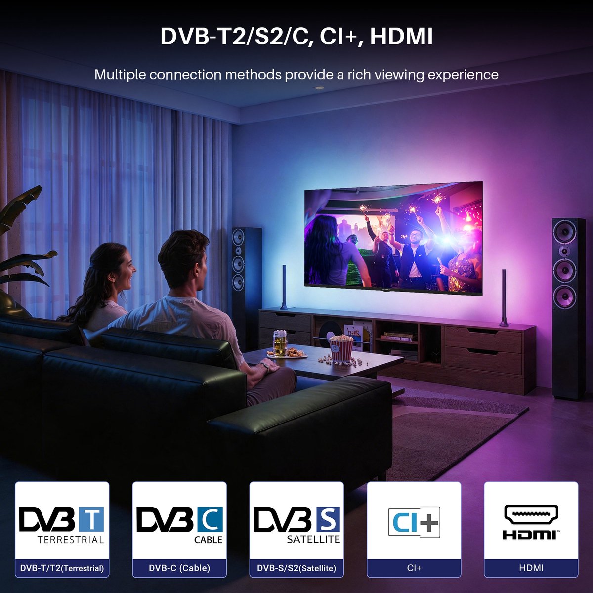 Koorui Smart TV - Tizen OS - QLED 4K Ultra HD - 55 inch/140 cm - Voice Controle - Streaming apps – AirPlay – Controle Mode - HDMI x3, USB x2, CI+ - Tripple Tuner DVB-T/T2/S/S2/C - Frameless Design - Geassembleerd in Nederland - K55Q1UQ-T8 thumbnail 5