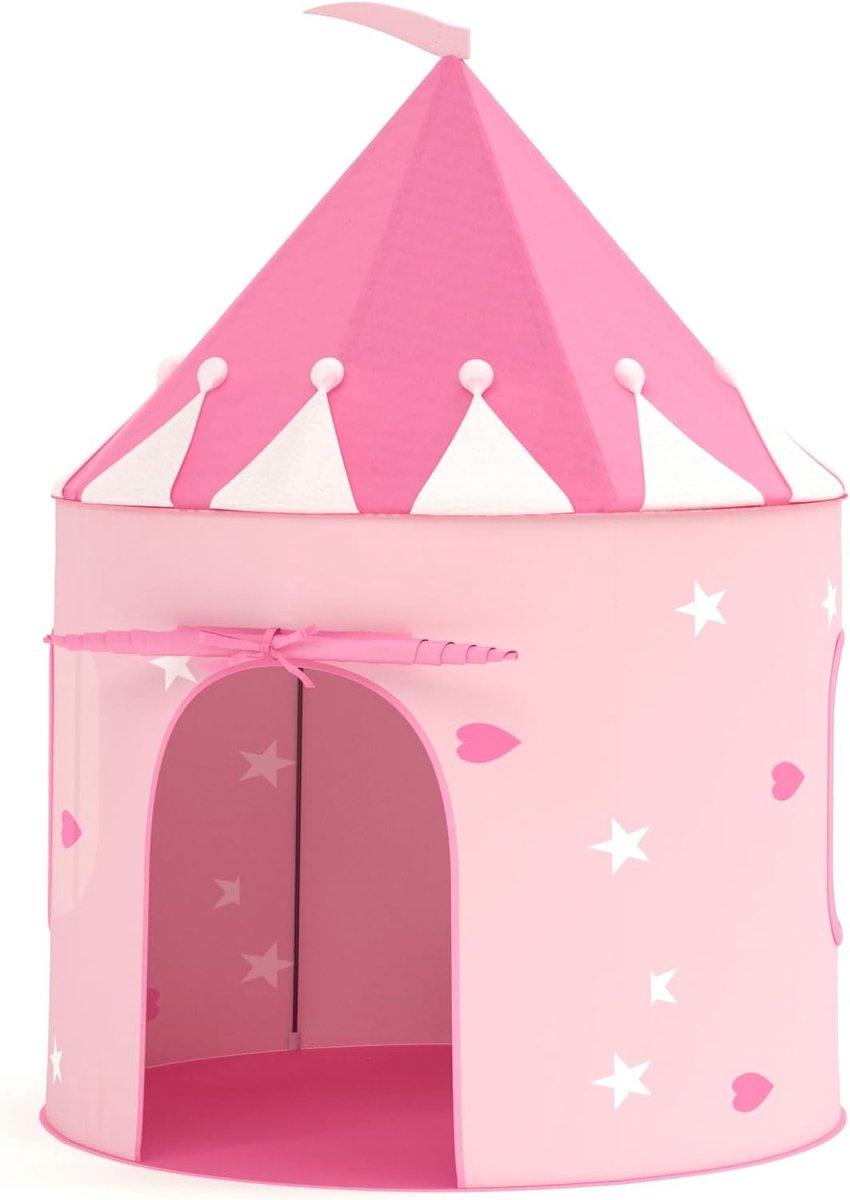 Speeltent voor kinderen van 1-8 jaar, opvouwbare tent voor peuters meisjes binnen/buiten speelgoed, prinsessenkasteel, baby- en kinderspeelgoed, speelhuis Wendy huis roze, 105x105x135cm