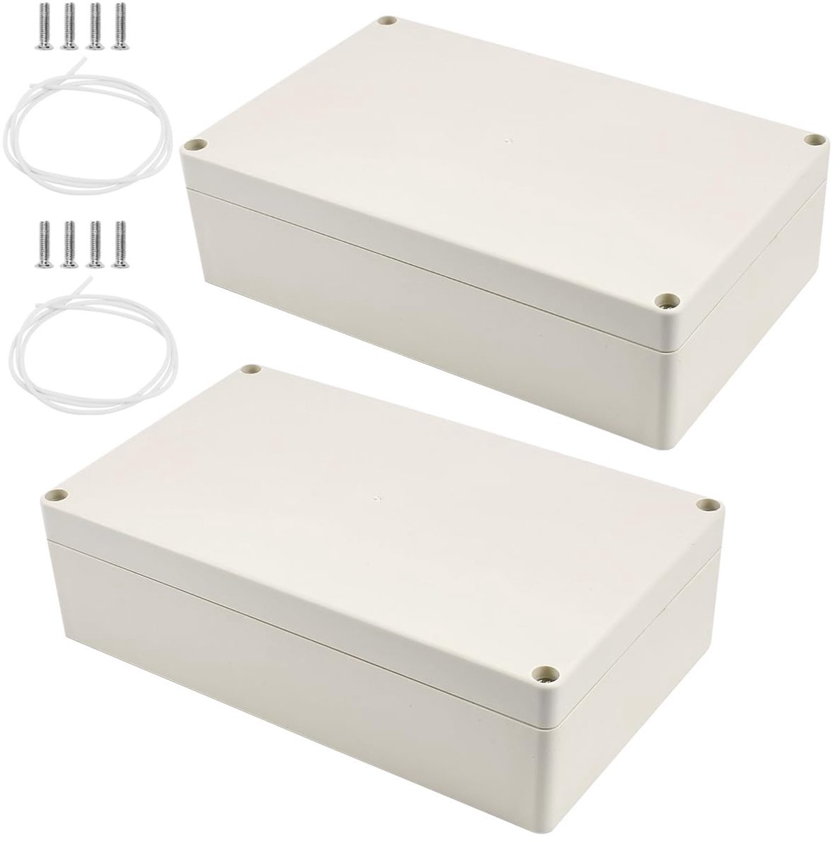 2 stuks aftakdoos, waterdicht, IP65, wit, elektronische projectdoos, ABS-projectdoos, aansluitdoos voor buiten, voor doe-het-zelvers elektronica (200 x 120 x 55 mm)