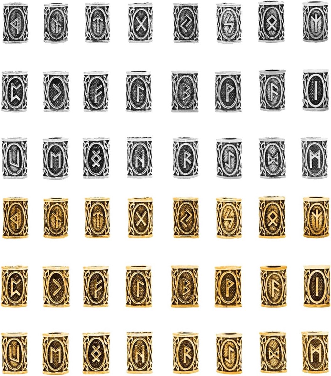 Kralen, haarkralen, Norse Vikingrunen, voor haarvlechten, armband