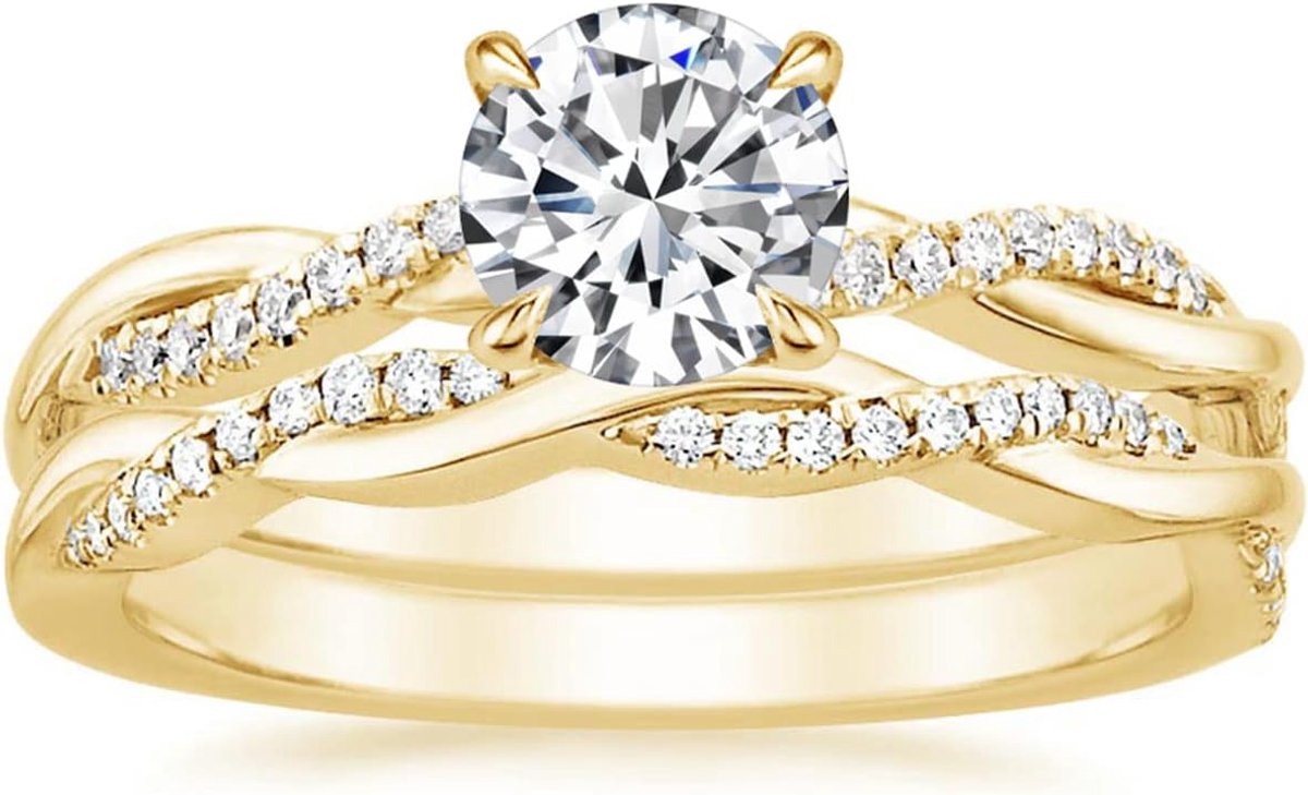 Ringen set 1,5Ct ronde zirkonia gedraaide belofte ring trouwringen