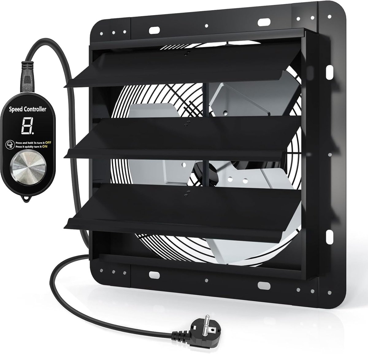 300 mm regelbare afvoerventilator, industriële wandventilator, 1650 m³/u, ventilatie en koeling voor kassen, garages loft en keuken.