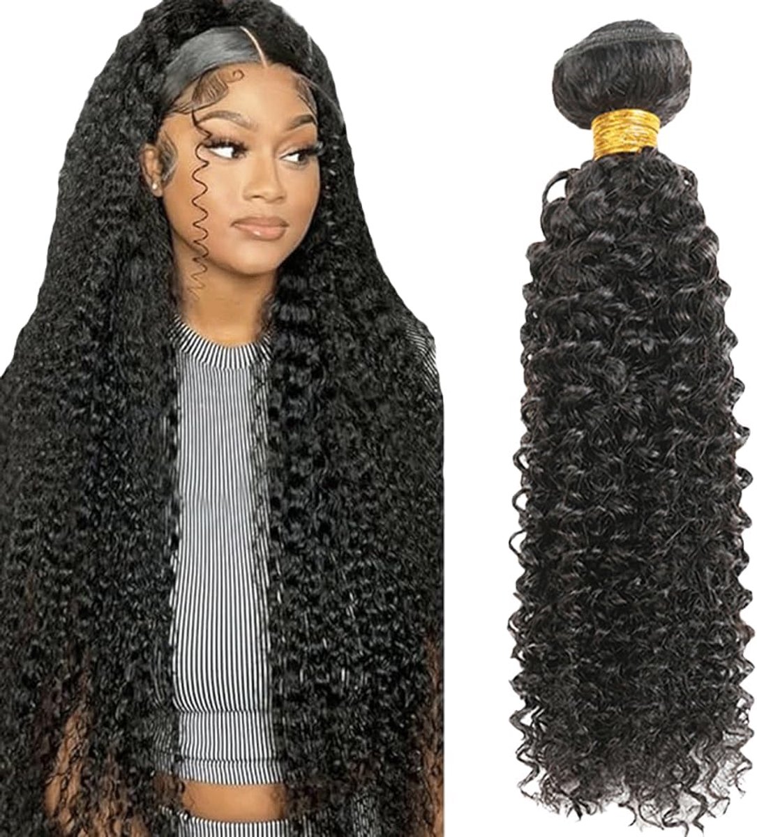 34 Inch Human Hair Bundles Kinky Curly Hair 1B Natural Black Bundles