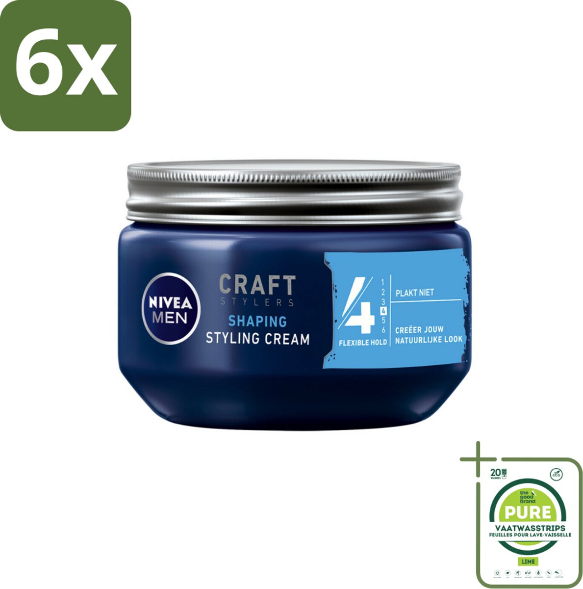 NIVEA MEN - Styling Cream - 150 ml - Voordeelverpakking - 6 stuks - Haarstyling - Natuurlijke glans