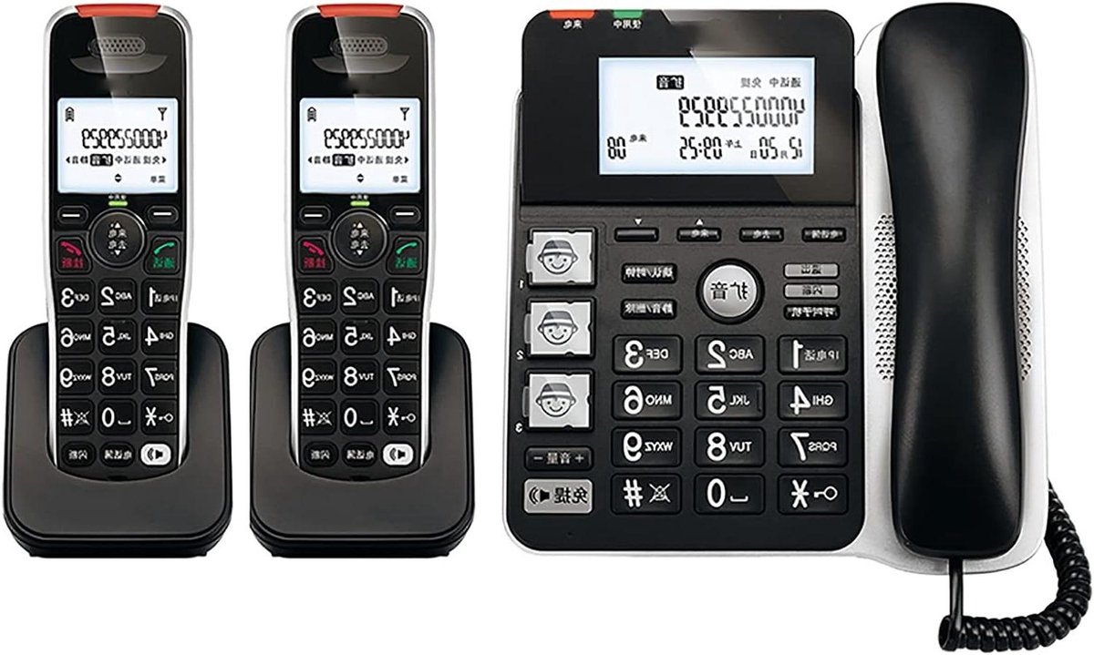 Draadloze Vaste Telefoon - Bureautel. Combinatie - Thuis Bellen - Groot Kleurendisplay - 50m Bereik - Zwart