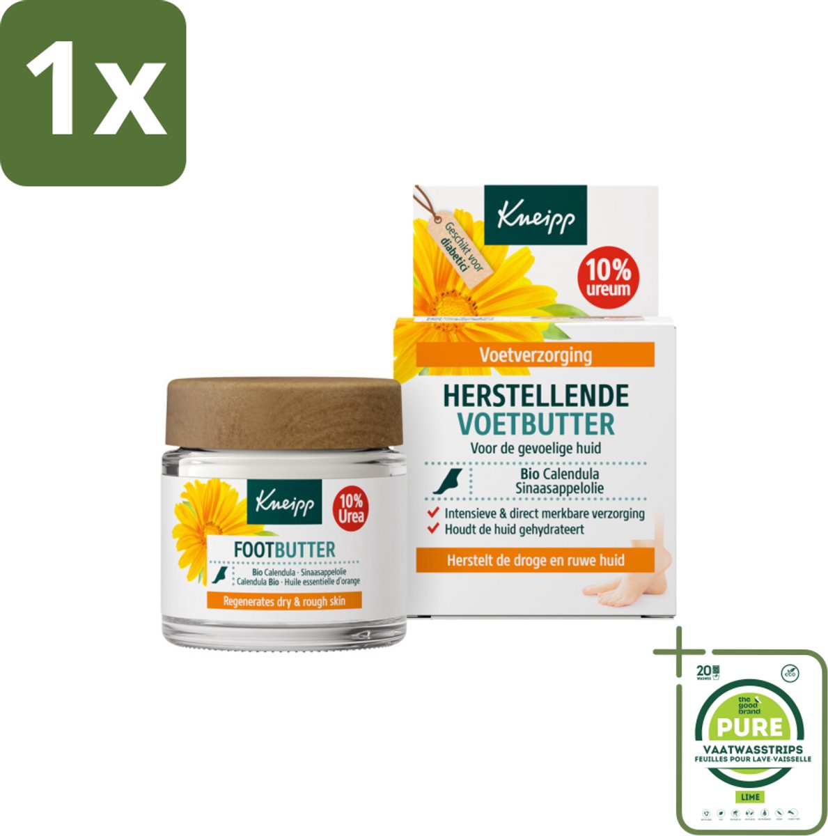 1 x Kneipp - Voetbutter - Calendula - Met citrusgeur - 100 ml - Voetencreme - Droge Voeten - Eelt - Voetzorg - Calendula