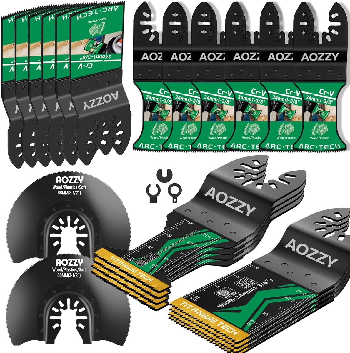 SnelShoppen - 25-delige multitool-bladset voor oscillerende gereedschappen, 5 soorten zaagbladen voor hout, metaal, plastic, snelspanner multitool-bla