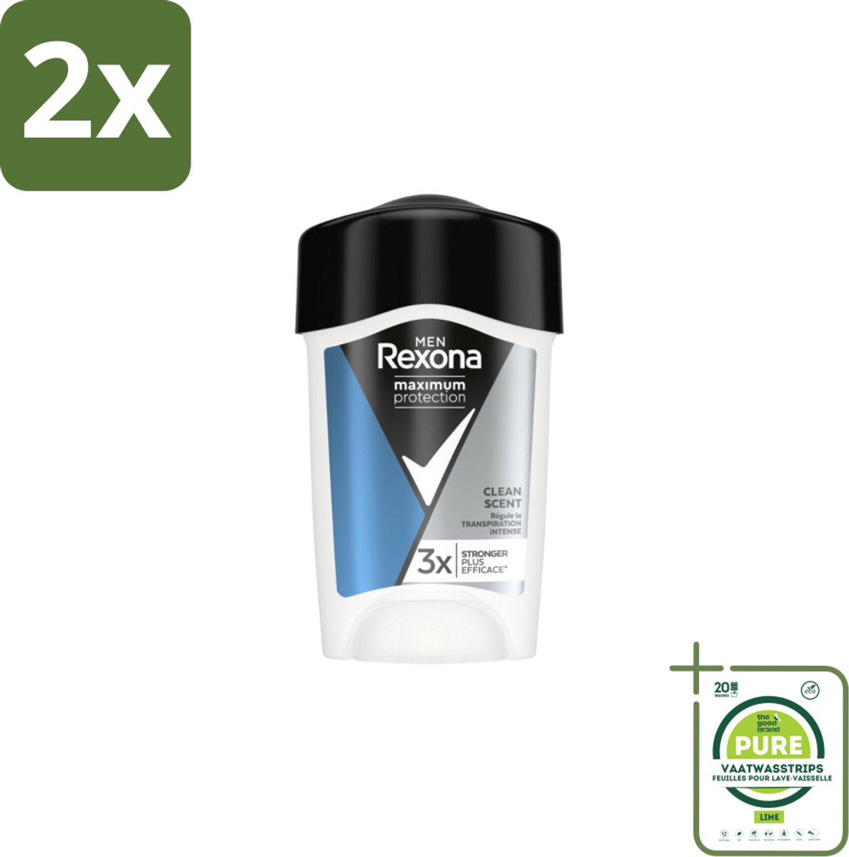 Rexona Men - Deodorant Stick - Maximum Protection Clean Scent - Anti-transpirant - 45 ml - Voordeelverpakking - 2 stuks - Anti-transpirant - Deodorant