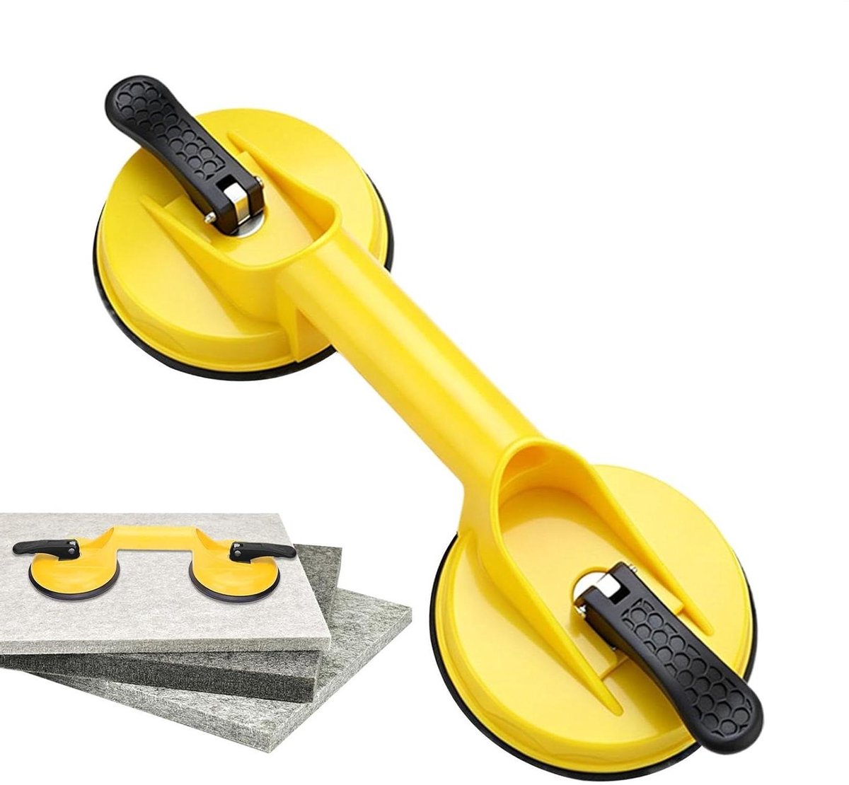 Zuignap Handgreep - Vacuümplatenhandgreep Glaslifter - Zwaar Glas Verplaatsen - 11.9cm Zuigdiameter - 91kg Draagvermogen - Zwart