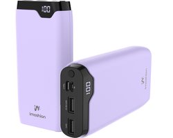 imoshion® Powerbank 20000 mAh - 22.5W Snellader - USB C / USB A - LED Display - Powerbanks - Universeel - Noodpakket - Lila