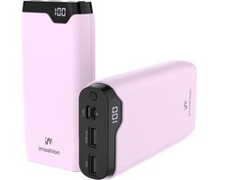 imoshion® Powerbank 20000 mAh - 22.5W Snellader - USB C / USB A - LED Display - Powerbanks - Universeel - Noodpakket - Roze