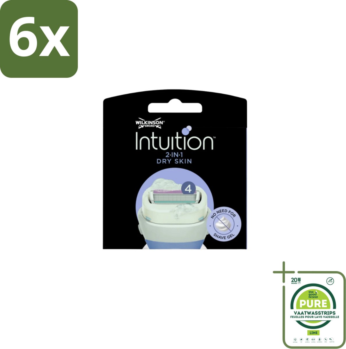 Wilkinson Sword - Navulmesjes - Intuition Mesjes Dry Skin - Verzachtend - 3 mesjes - Voordeelverpakking - 6 stuks - Scheermesjes - Droge huid