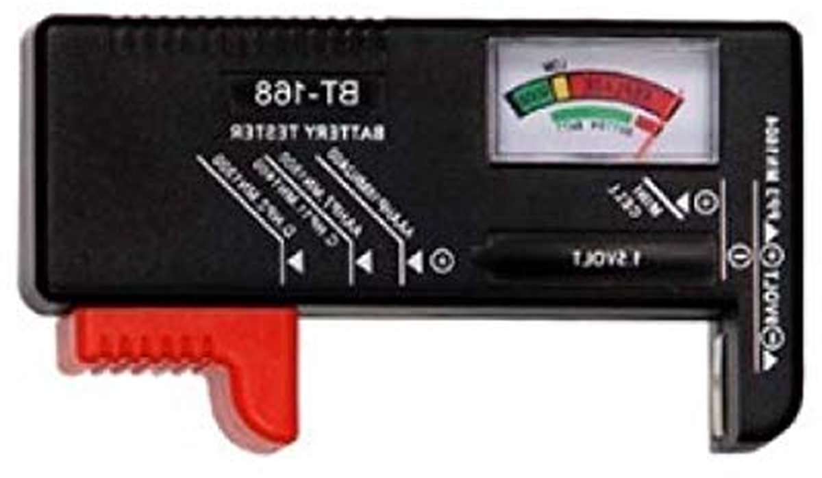 Batterij Tester - Batterij Checker - Batterijen Controleren - Universeel Type - Compact Formaat - Grijs
