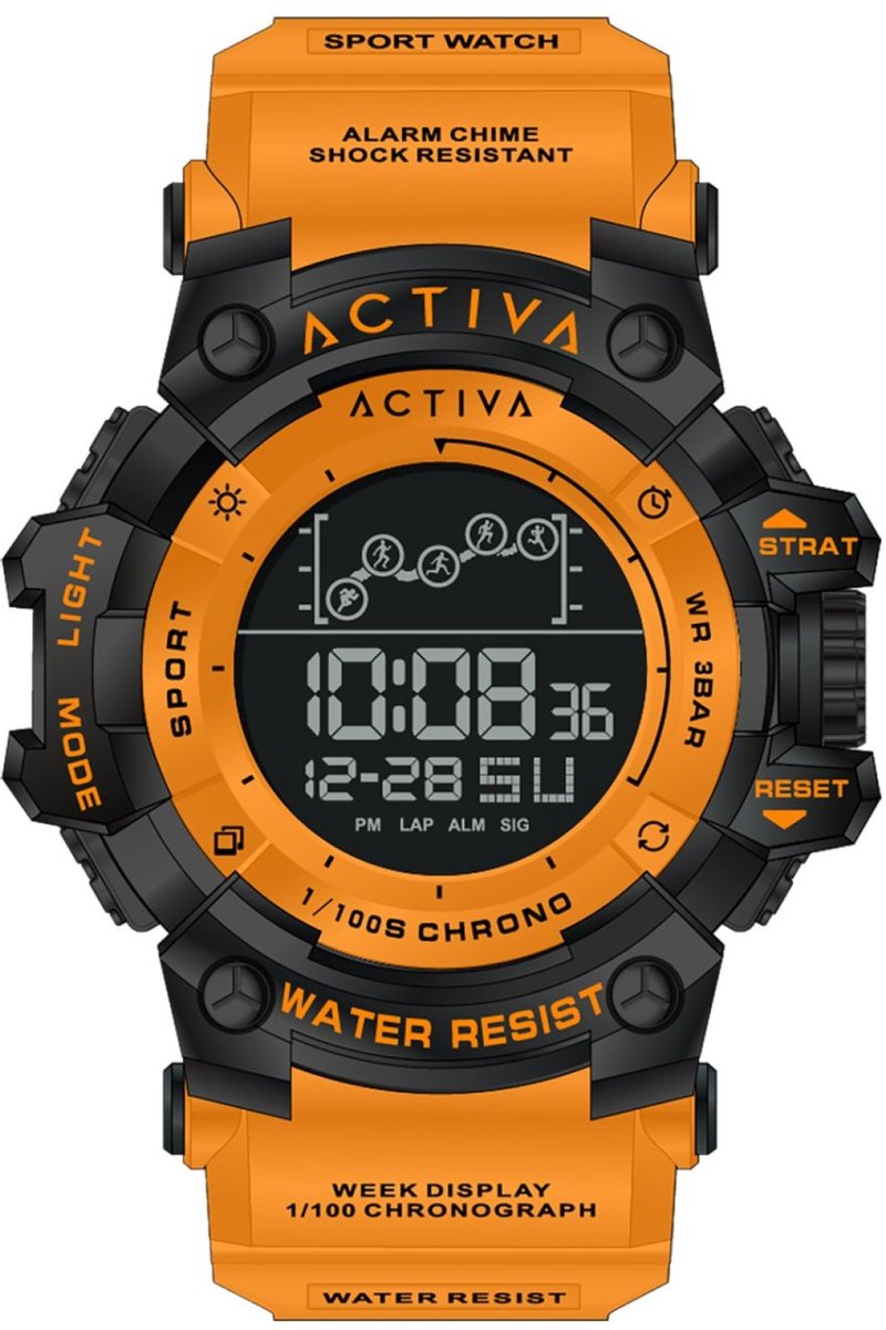 Activa Digital ACW8082-009 Heren Digitaal Horloge - 50 mm