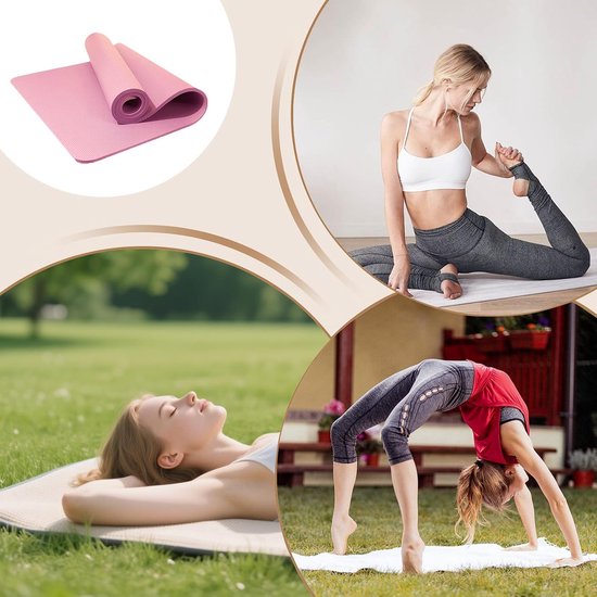 Dikke Yogamat - Fitnessmat Trainingsmat - Thuis Sporten - Antislip Oppervlak - 15 mm dik - Roze — afbeelding 5